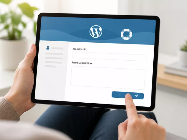 WordPress Support Lead Form Mockup on Tablet